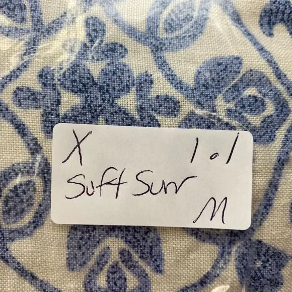 Soft Surroundings 100% Linen Pants Womens Medium Wide Leg Crop Blue Floral 31x26 - Picture 13 of 13